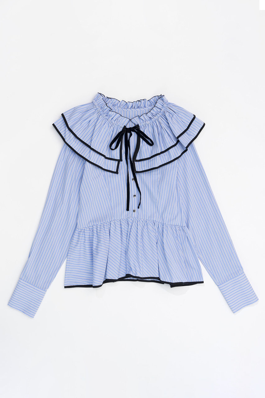 メゾンスペシャル/MAISON SPECIALのEdge Trim Ruffle Shirt/エッジトリムフリルシャツ(BLU(ブルー)/21242315102)