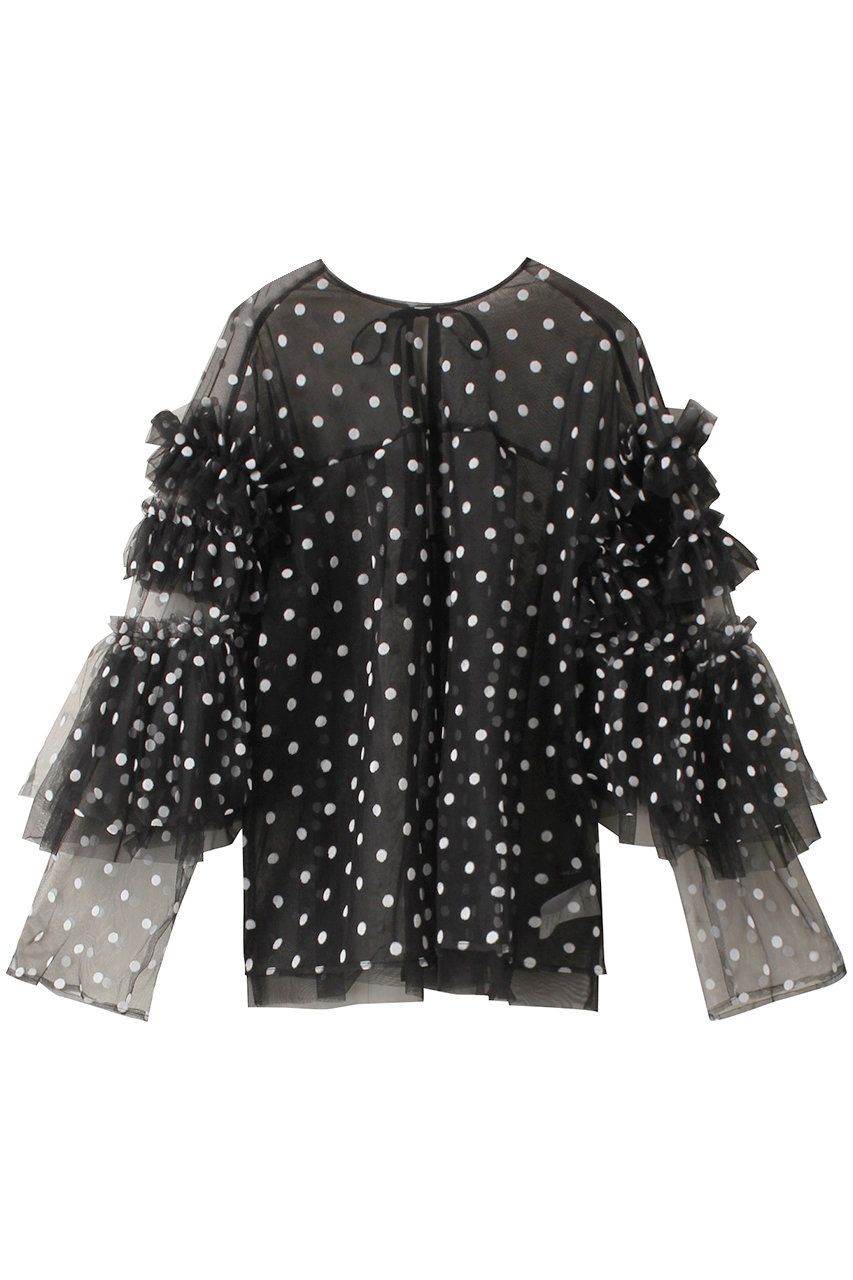 メゾンスペシャル/MAISON SPECIALのTulle Ruffle Sleeves Tops/チュールラッフルスリーブトップス(BLK(ブラック)/21242315202)