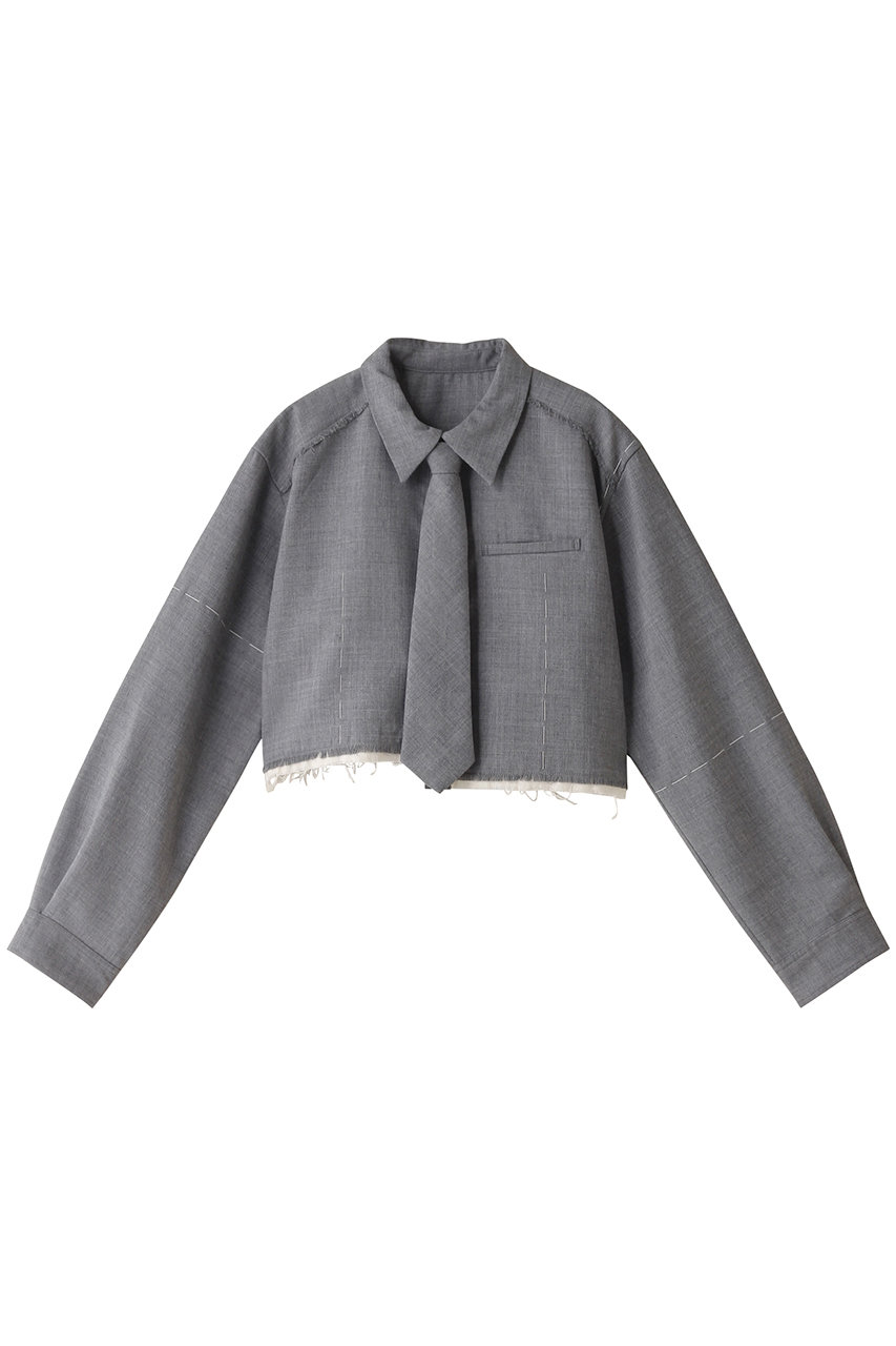 メゾンスペシャル/MAISON SPECIALのHand Stitch With Tie Short Length Shirt/ハンドステッチネクタイショートシャツ(GRY(グレー)/21242315204)