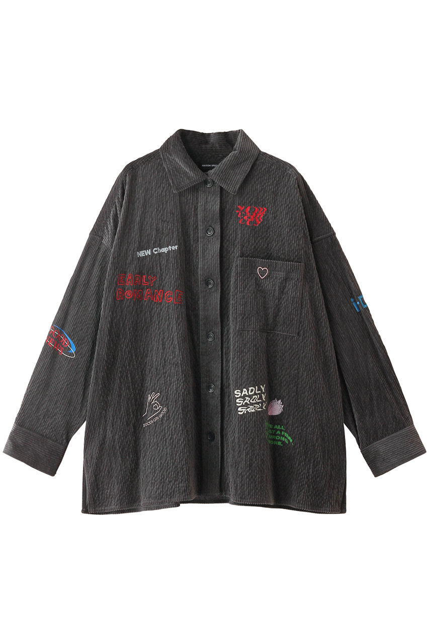 メゾンスペシャル/MAISON SPECIALのCorduroy Early Romance Graphic Shirt/コーデュロイアーリーロマンスグラフィックシャツ(GRY(グレー)/21242315304)