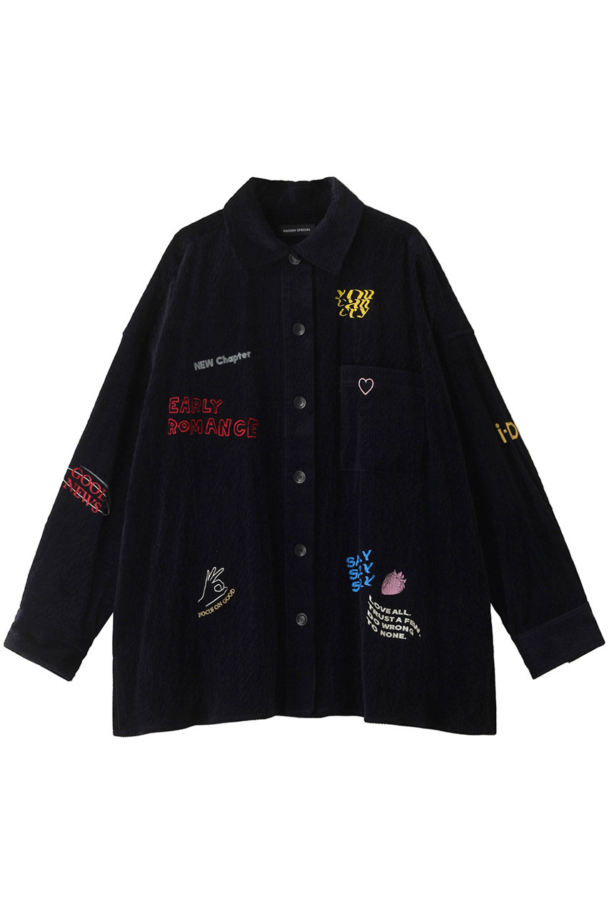 メゾンスペシャル/MAISON SPECIALのCorduroy Early Romance Graphic Shirt/コーデュロイアーリーロマンスグラフィックシャツ(NVY(ネイビー)/21242315304)