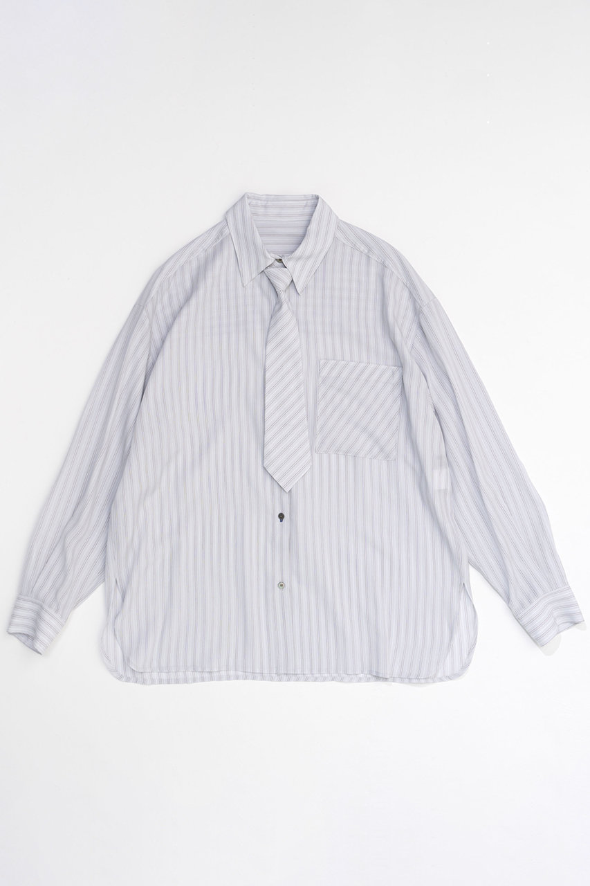 メゾンスペシャル/MAISON SPECIALの【予約販売】Stripe Tie Shirt/ストライプネクタイシャツ(L.GRY(ライトグレー)/21242315305)