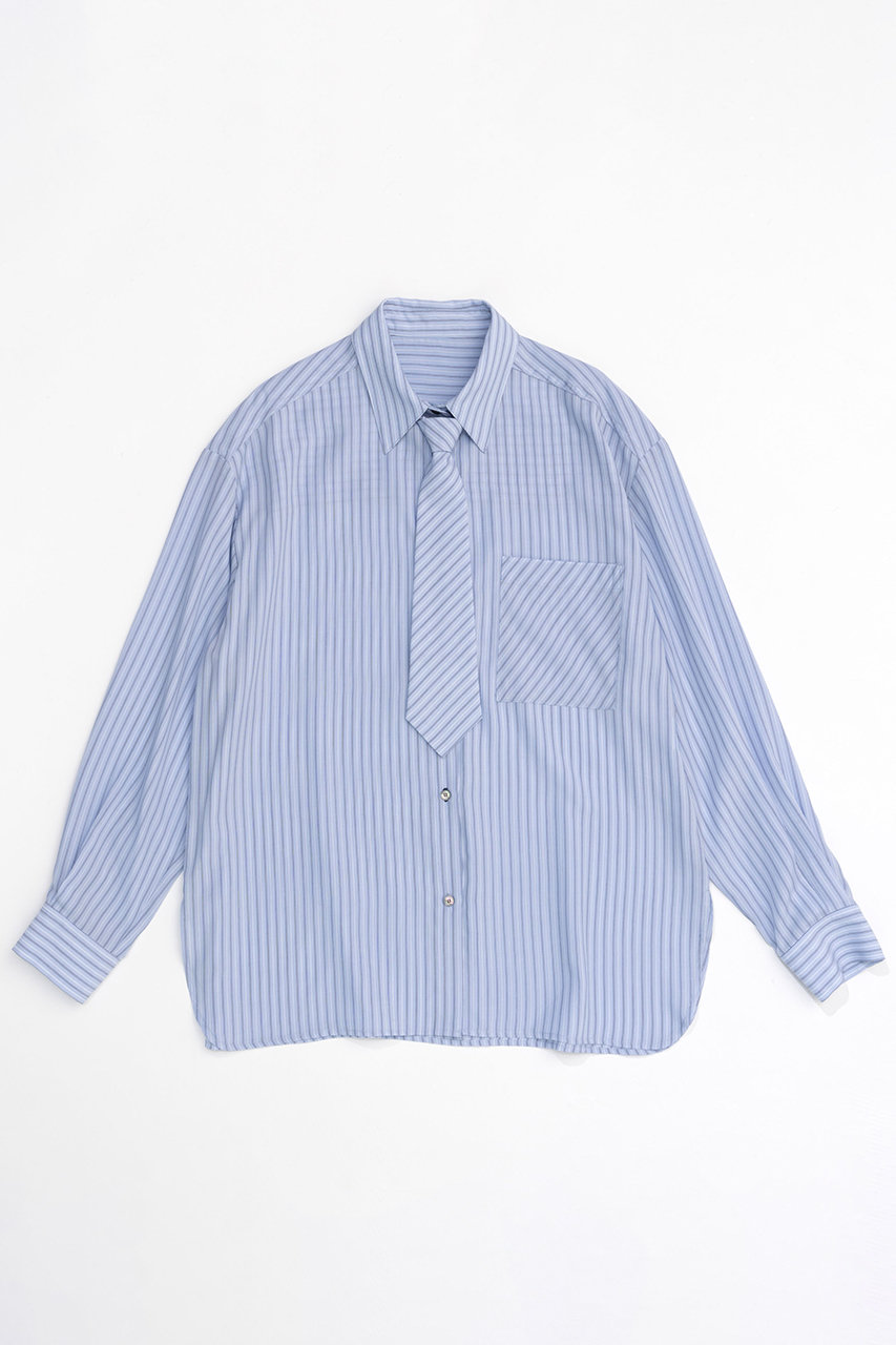メゾンスペシャル/MAISON SPECIALの【予約販売】Stripe Tie Shirt/ストライプネクタイシャツ(BLU(ブルー)/21242315305)