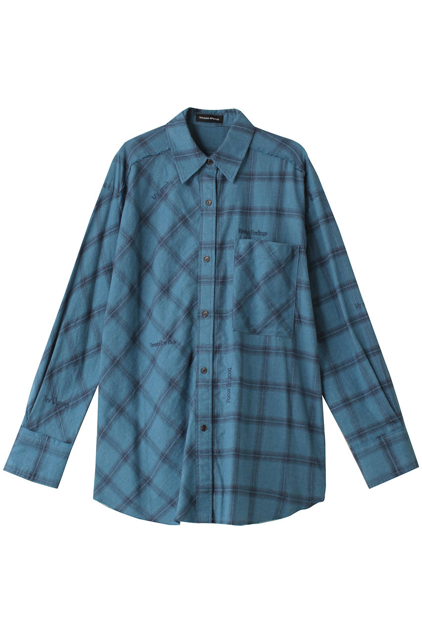 メゾンスペシャル/MAISON SPECIALのRandom Checkered Oversized Shirt/ランダムチェックオーバーシャツ(BLU(ブルー)/21242315701)