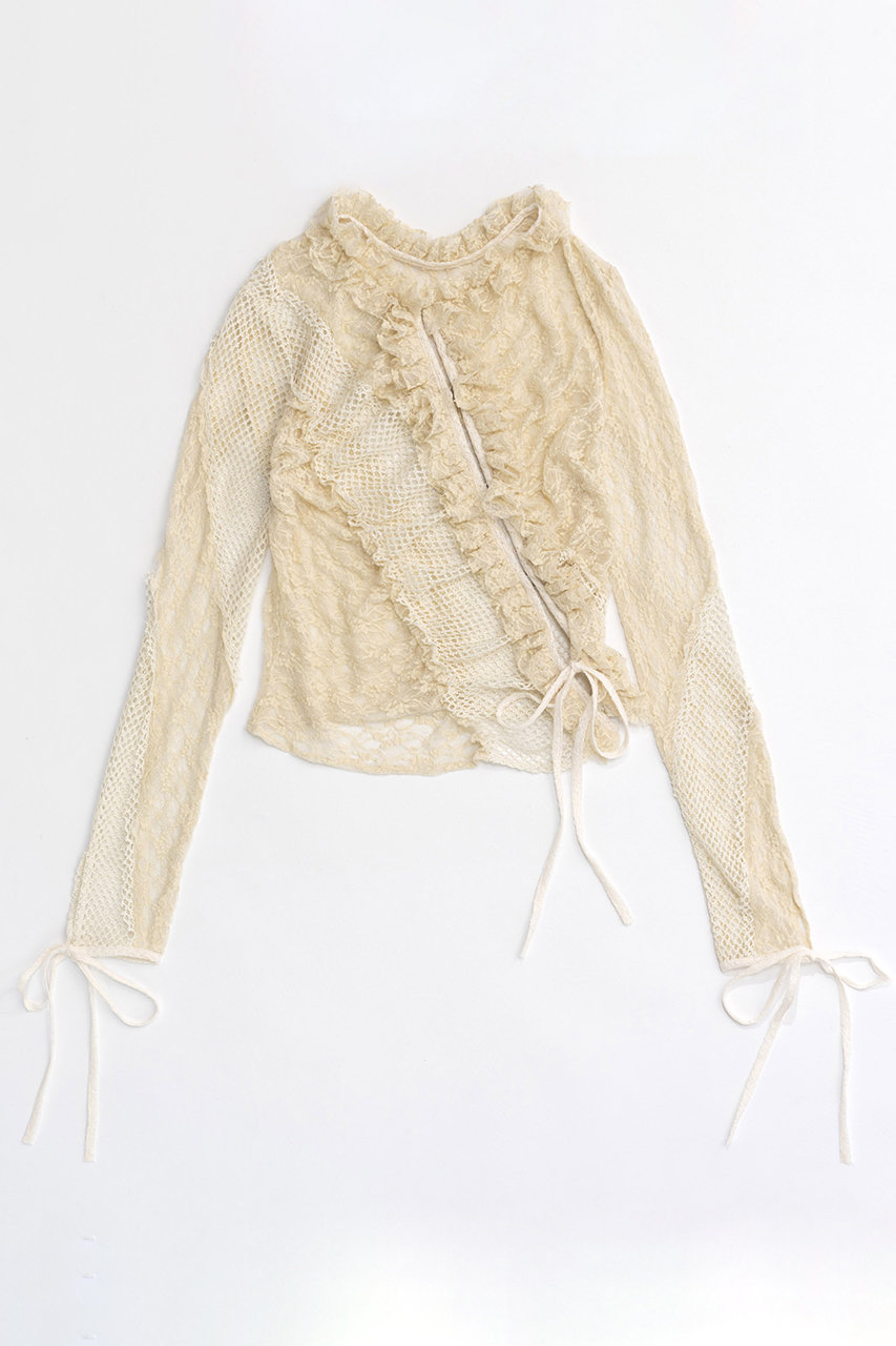 メゾンスペシャル/MAISON SPECIALのLace Docking Frill Cardigan/レースドッキングフリルカーデ(IVR(アイボリー)/21242315705)