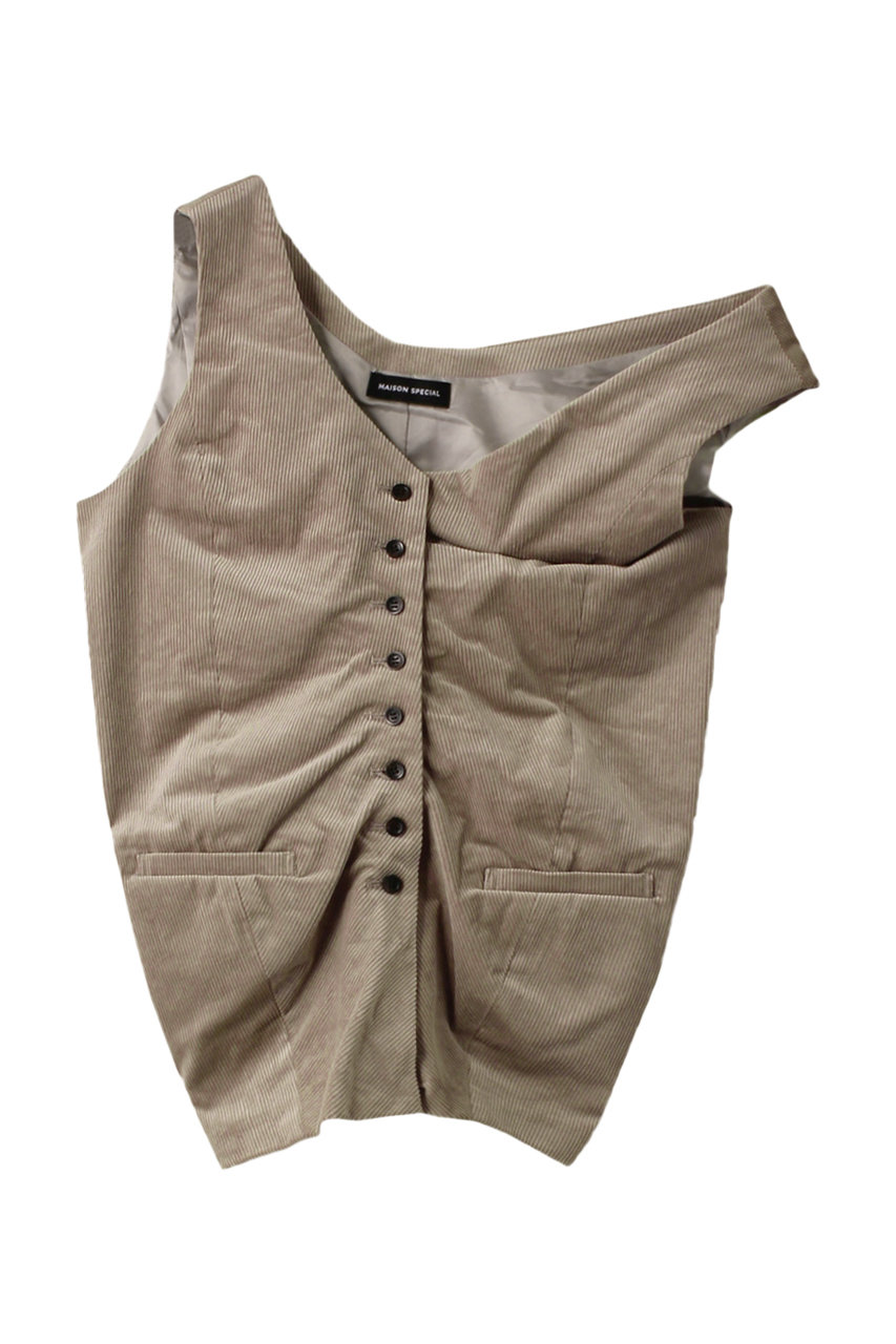 メゾンスペシャル/MAISON SPECIALのCorduroy Asymmetry Vest/コーデュロイアシンメトリーベスト(BGE(ベージュ)/21242315804)