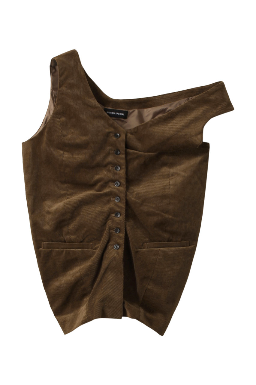 メゾンスペシャル/MAISON SPECIALのCorduroy Asymmetry Vest/コーデュロイアシンメトリーベスト(BRN(ブラウン)/21242315804)