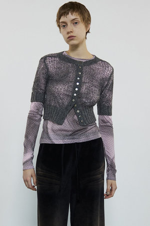 メゾンスペシャル/MAISON SPECIALの2way Sheer Mohair Half Sleeve Knitwear/2WAYシアーモヘアハーフスリーブニット(110300/110301)