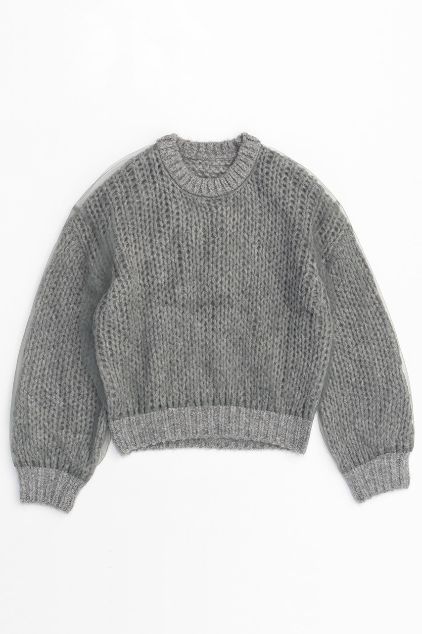 メゾンスペシャル/MAISON SPECIALのTulle Layered Low Gauge Reversible Knit Pullover/チュールレイヤーローゲージリバーシブルプルオーバーニット(GRY(グレー)/21242365202)