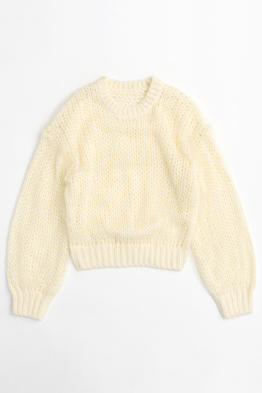 メゾンスペシャル/MAISON SPECIALのTulle Layered Low Gauge Reversible Knit Pullover/チュールレイヤーローゲージリバーシブルプルオーバーニット(WHT(ホワイト)/21242365202)