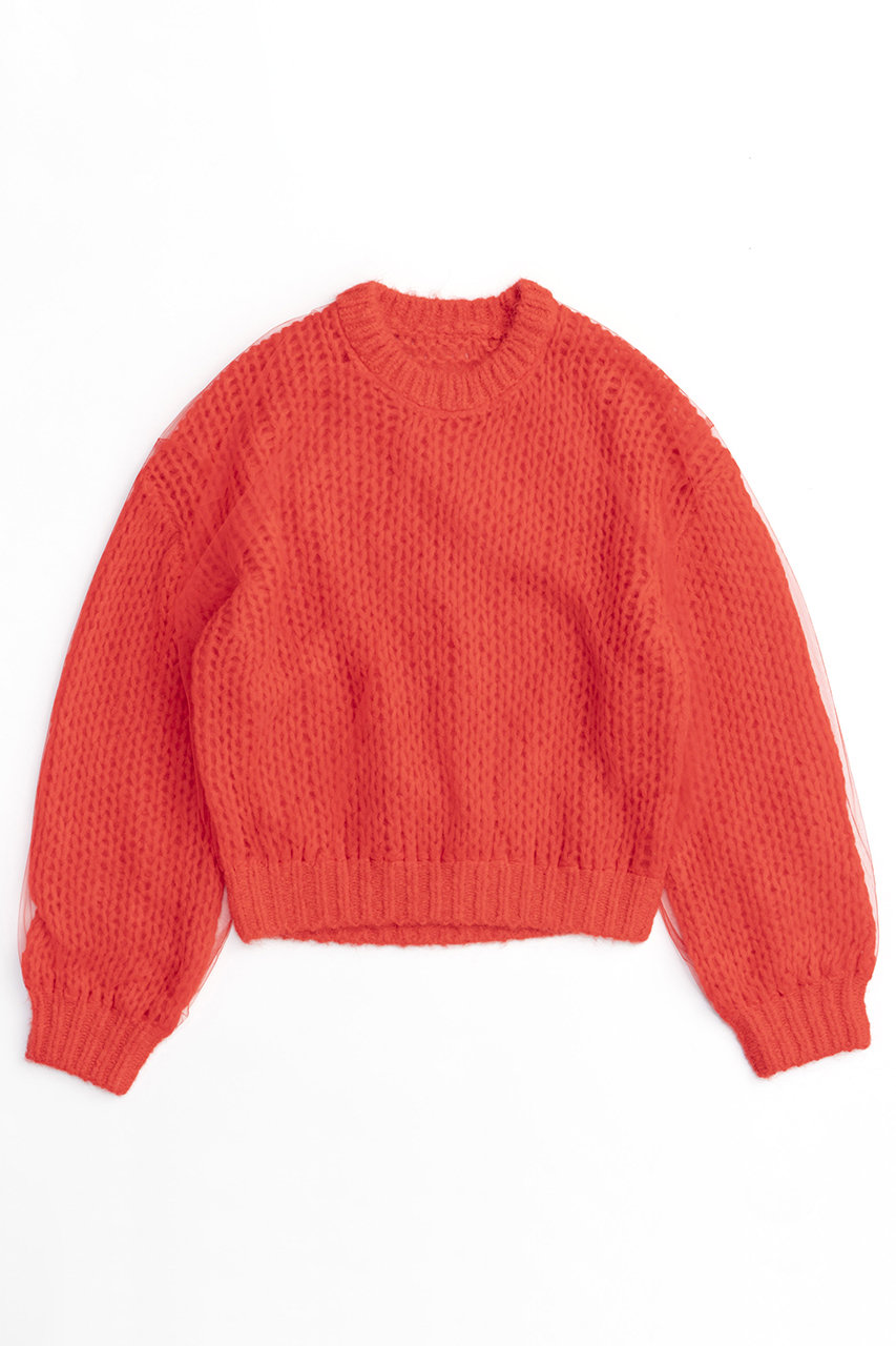 メゾンスペシャル/MAISON SPECIALのTulle Layered Low Gauge Reversible Knit Pullover/チュールレイヤーローゲージリバーシブルプルオーバーニット(RED(レッド)/21242365202)