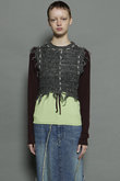 Distressed Effect Fringe Knit Vest/ダメージフリンジベスト