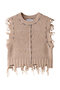 Distressed Effect Fringe Knit Vest/ダメージフリンジベスト メゾンスペシャル/MAISON SPECIAL P.BGE(ピンクベージュ)