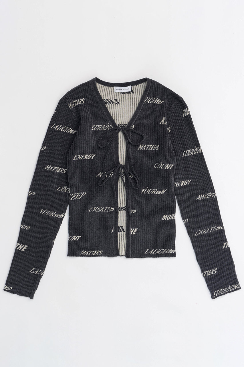 メゾンスペシャル/MAISON SPECIALの【予約販売】Logo Jacquard Velor Rib Cardigan/ロゴジャガードベロアリブカーディガン(C.GRY(チャコールグレー)/21242365206)