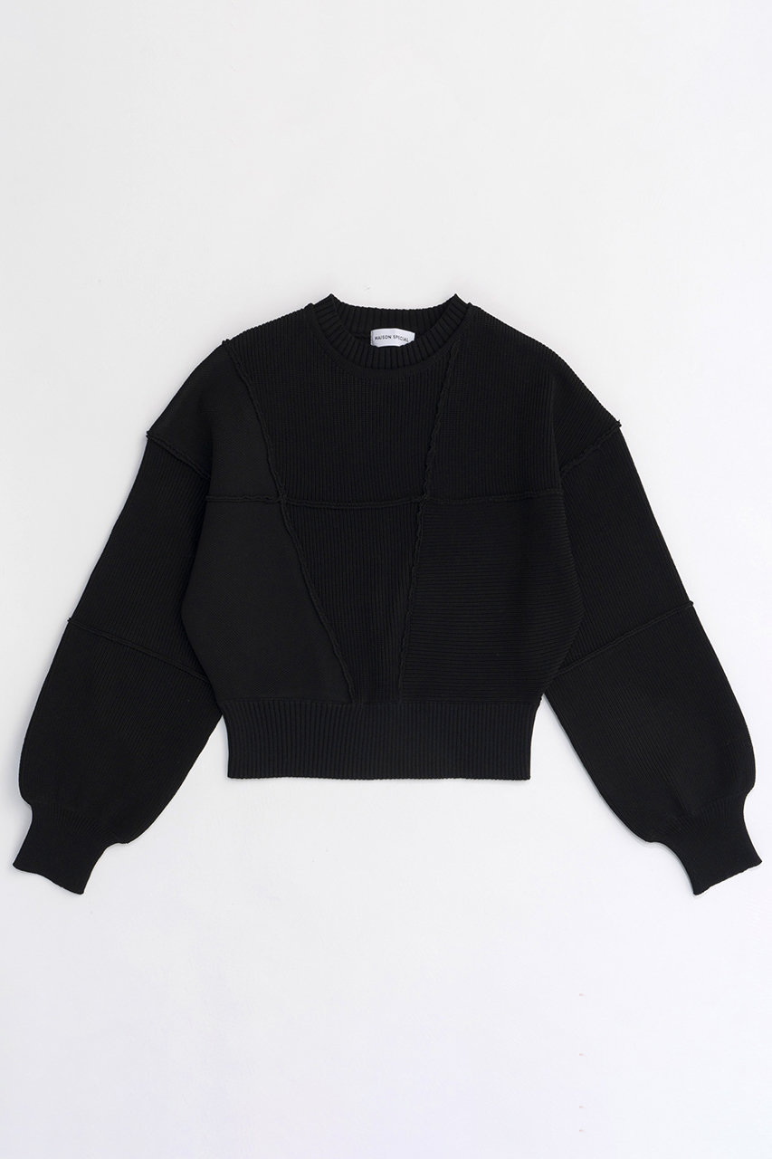 MAISON SPECIAL Outseam Cocoon Sleeve Knitwear/アウトシームコクーンスリーブニット (BLK(ブラック), FREE) メゾンスペシャル ELLE SHOP