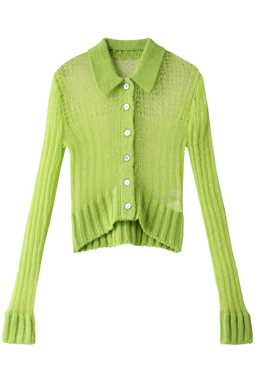 メゾンスペシャル/MAISON SPECIALのSheer Knit Shirt/シアーニットシャツ(LIME(ライム)/21242365211)