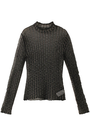メゾンスペシャル/MAISON SPECIALのShirring Stripe Sheer Knitwear/シャーリングストライプシアーニット(110300/110301)