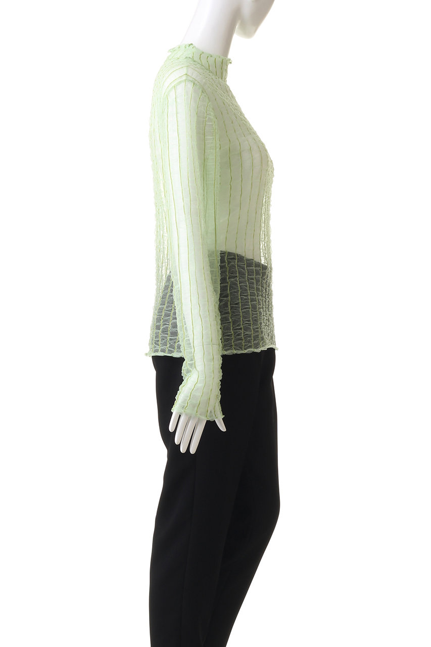 MAISON SPECIAL(メゾンスペシャル)｜Shirring Stripe Sheer Knitwear 