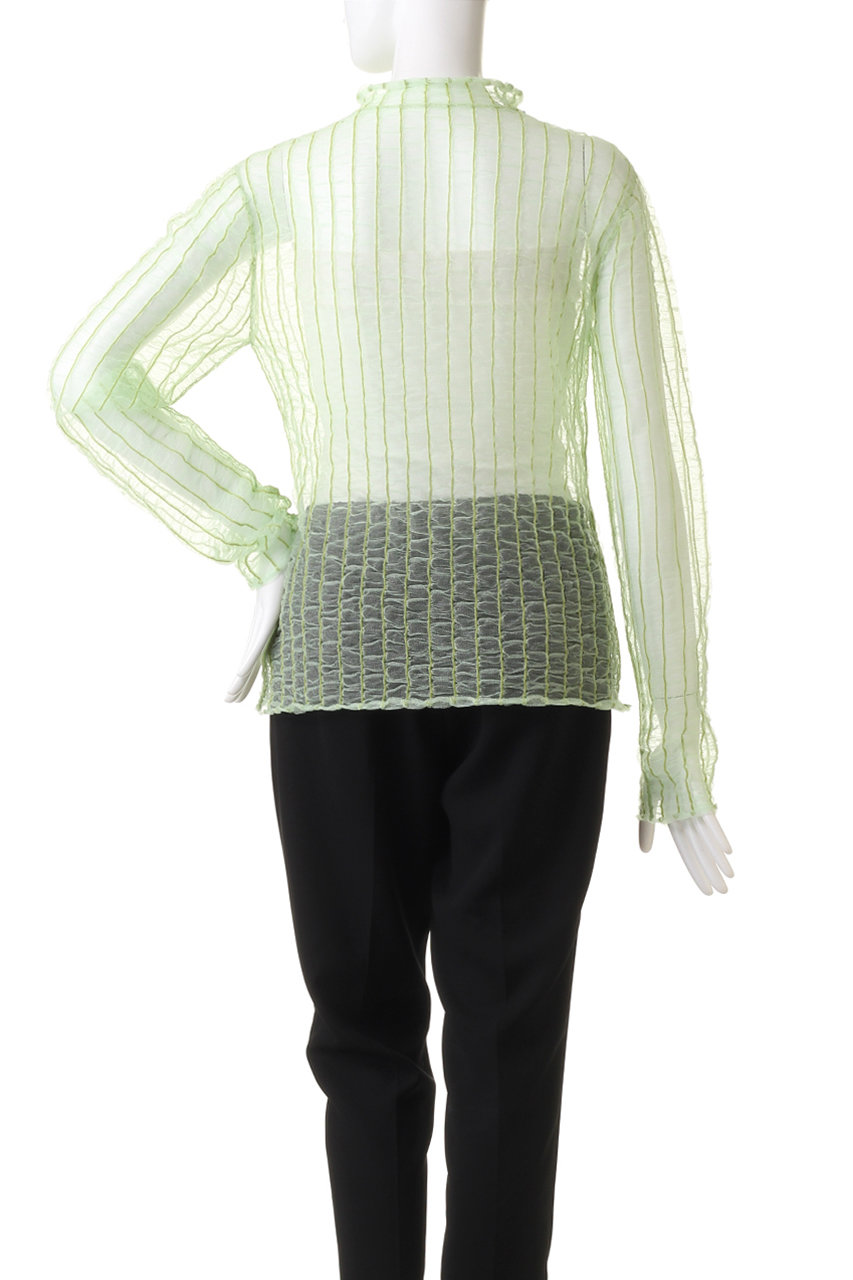 MAISON SPECIAL(メゾンスペシャル)｜Shirring Stripe Sheer Knitwear work ワークステアリングハンドル