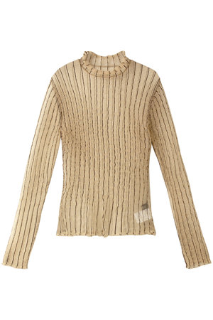 メゾンスペシャル/MAISON SPECIALのShirring Stripe Sheer Knitwear/シャーリングストライプシアーニット(110300/110301)