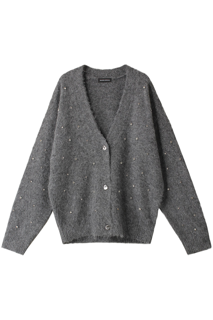 メゾンスペシャル/MAISON SPECIALのSparkling Bijou Knit Cardigan/キラキラビジューカーディガン(GRY(グレー)/21242365302)