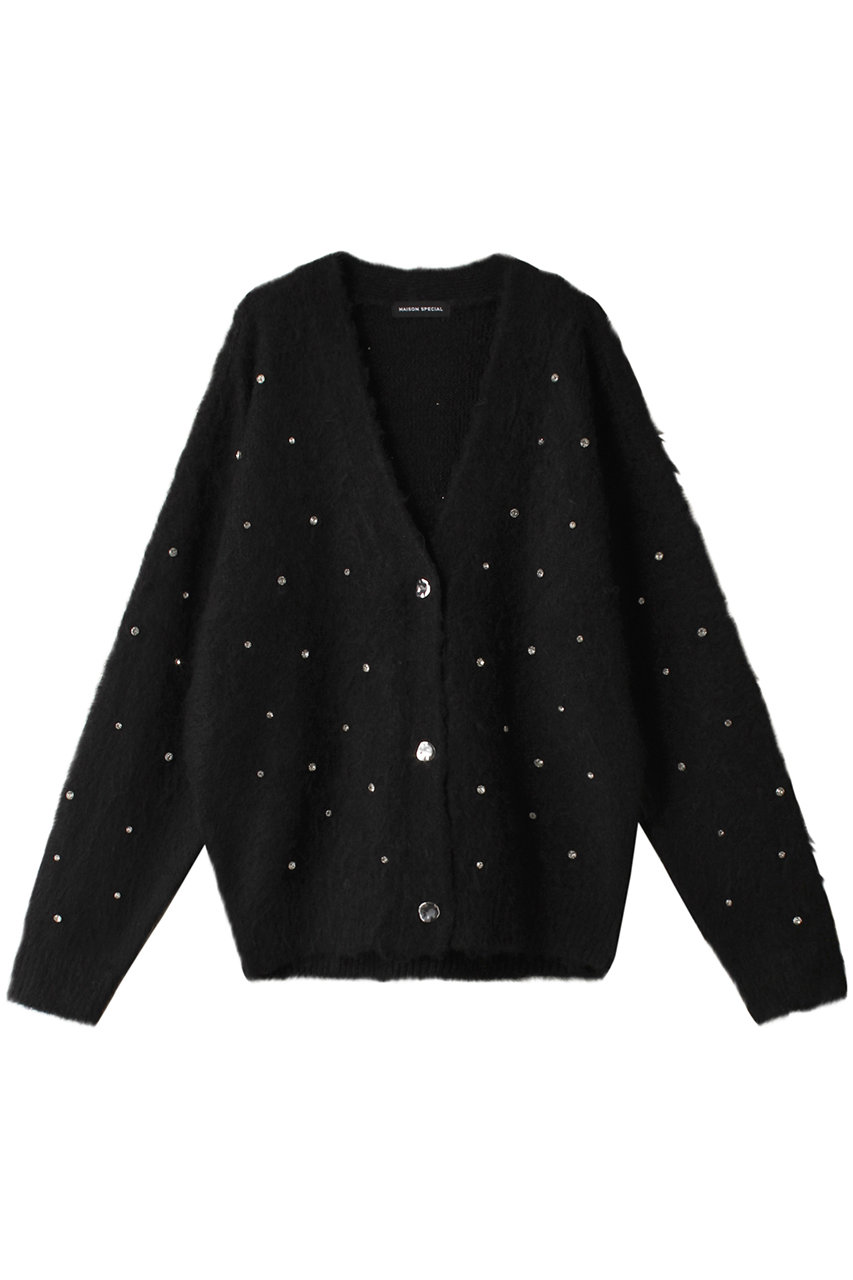 メゾンスペシャル/MAISON SPECIALのSparkling Bijou Knit Cardigan/キラキラビジューカーディガン(BLK(ブラック)/21242365302)