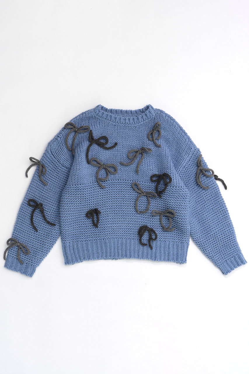 MAISON SPECIAL Random Ribbon Knit Tops/ランダムリボンニットトップス (BLU(ブルー), FREE) メゾンスペシャル ELLE SHOP MAISON SPECIAL Random Ribbon Knit Tops/ランダムリボンニットトップス (BLU(ブルー), FREE) メゾンスペシャル ELLE SHOP