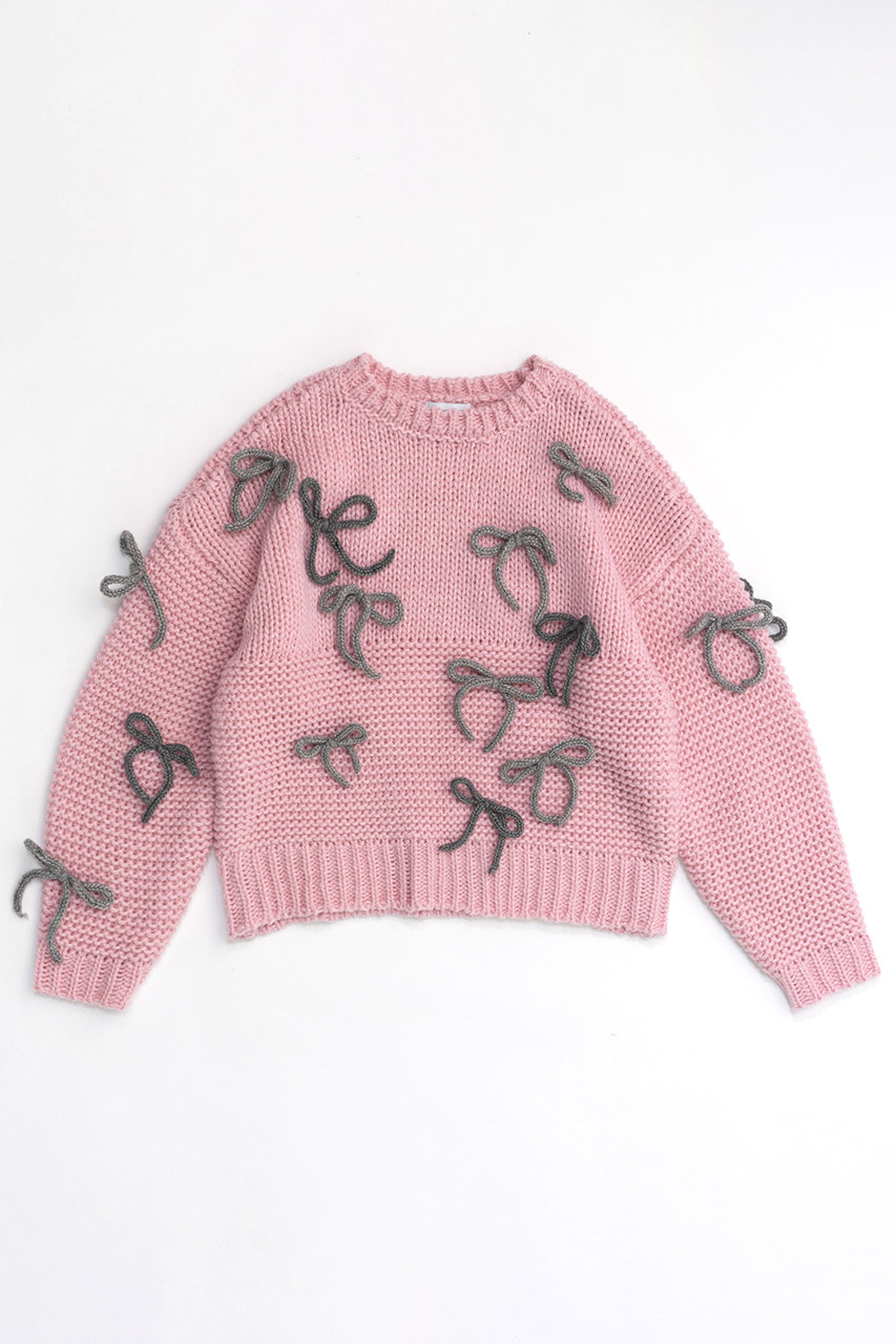 メゾンスペシャル/MAISON SPECIALのRandom Ribbon Knit Tops/ランダムリボンニットトップス(PNK(ピンク)/21242365305)