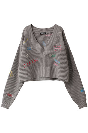 メゾンスペシャル/MAISON SPECIALのV-neck Embroidery Knitwear/Vネックエンブロイダリーニット(110300/110301)