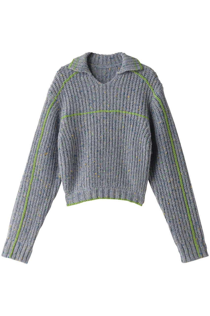 MAISON SPECIAL Nep Yarn Linking Knit Tops/ネップリンキングニットトップス (GRY(グレー), FREE) メゾンスペシャル ELLE SHOP