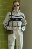 MAISON SPECIAL(メゾンスペシャル)｜Front Zip Mesh Border Knitwear