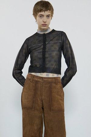 メゾンスペシャル/MAISON SPECIALのColor Line Sheer Knit Cardigan/カラーラインシアーカーディガン(110300/110303)