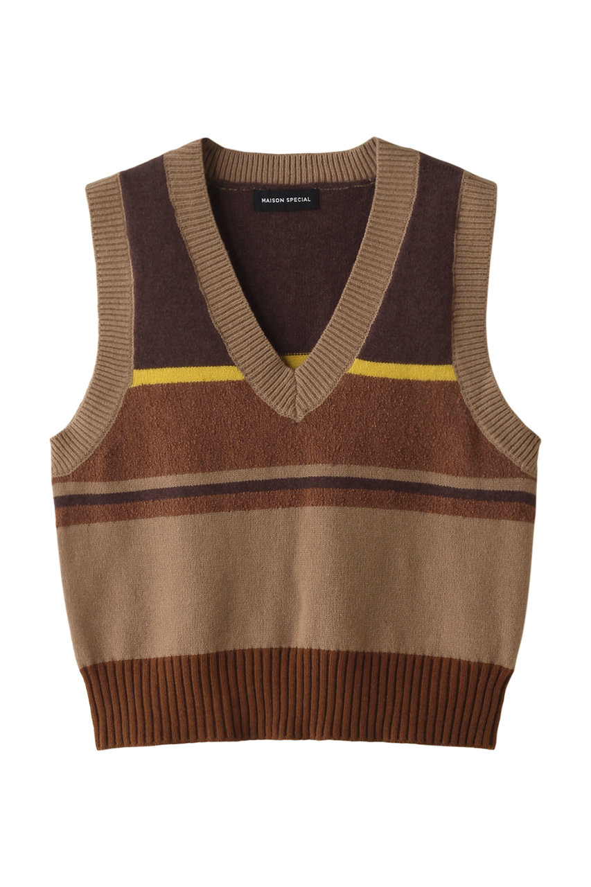 メゾンスペシャル/MAISON SPECIALのBicolor Knit  Vest/バイカラーベスト(BRN(ブラウン)/21242365802)