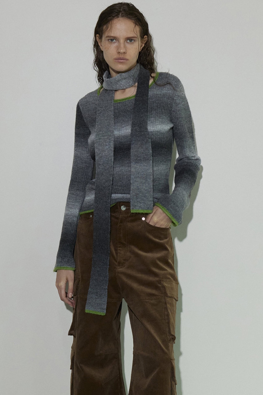 MAISON SPECIAL(メゾンスペシャル)｜With Muffler Gradient Knit Tops/マフラー付キグラデーションニットトップス/GRY(グレー)  の通販｜ELLESHOP・(エル・ショップ)