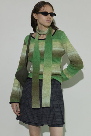 メゾンスペシャル/MAISON SPECIALのWith Muffler Gradient Knit Tops/マフラー付キグラデーションニットトップス(110300/110301)