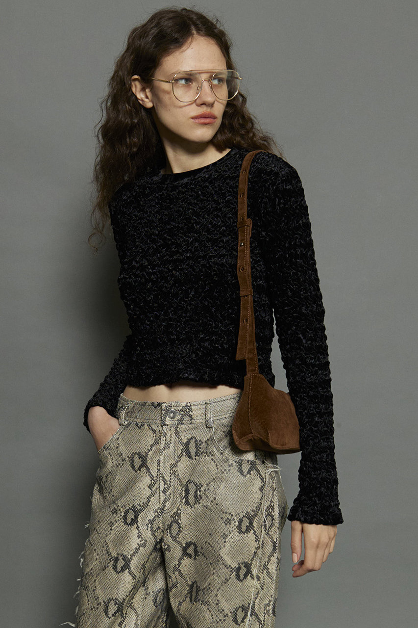 MAISON SPECIAL(メゾンスペシャル)｜Shirring Velor Back Zip T-shirt