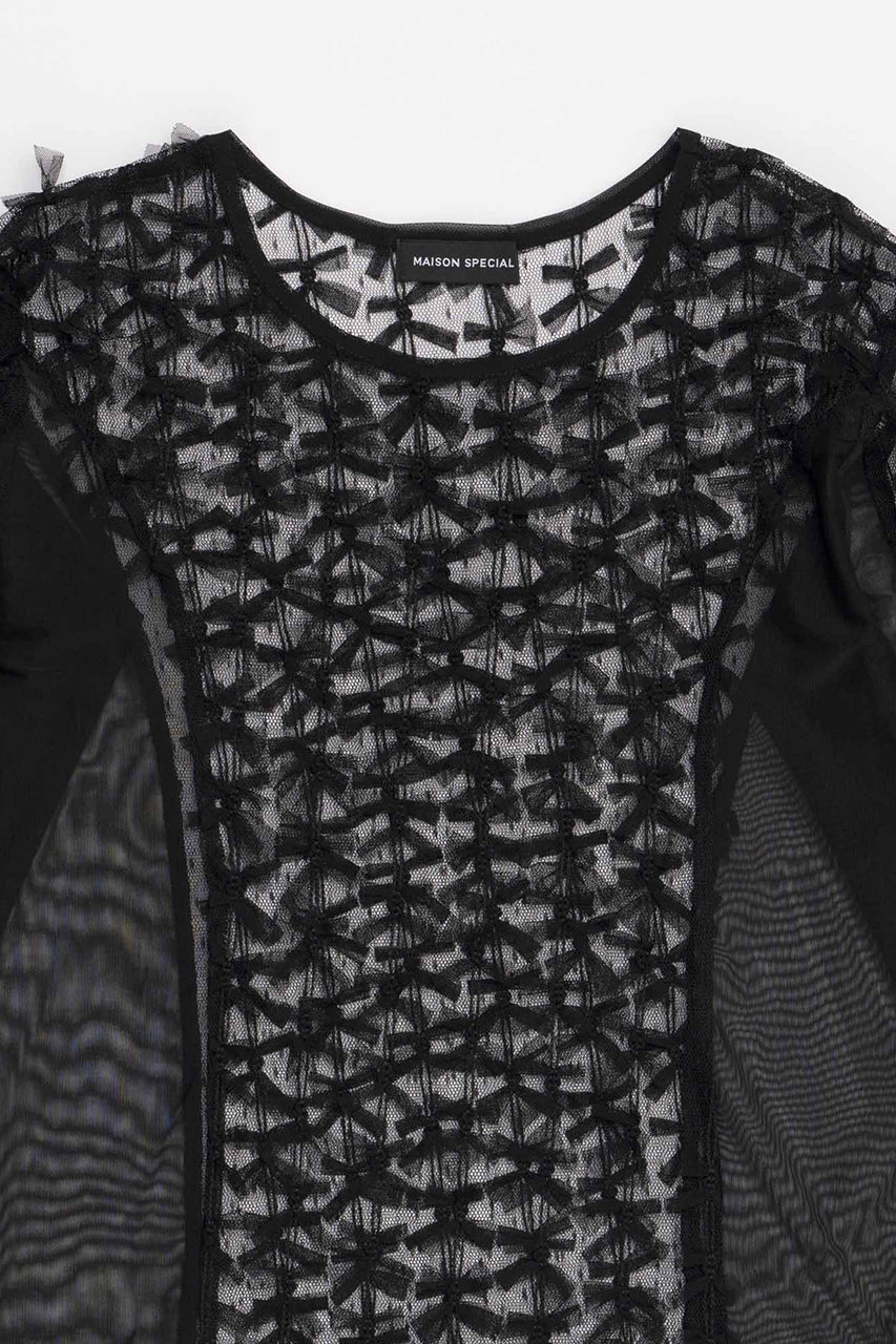 MAISON SPECIAL(メゾンスペシャル)｜Ribbon Tulle Sheer Tops