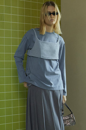 メゾンスペシャル/MAISON SPECIALのBustier Combination Big Size T-shirt/ビスチェコンビビッグTEE(110100/110103)