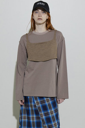 メゾンスペシャル/MAISON SPECIALのBustier Combination Big Size T-shirt/ビスチェコンビビッグTEE(110100/110103)