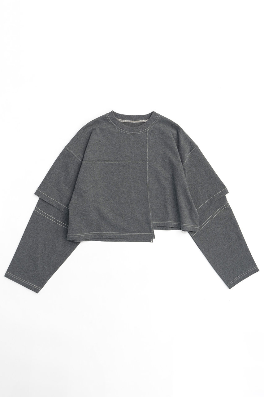 メゾンスペシャル/MAISON SPECIALのBlock Stitch Tops/ブロックステッチトップス(GRY(グレー)/21242415705)