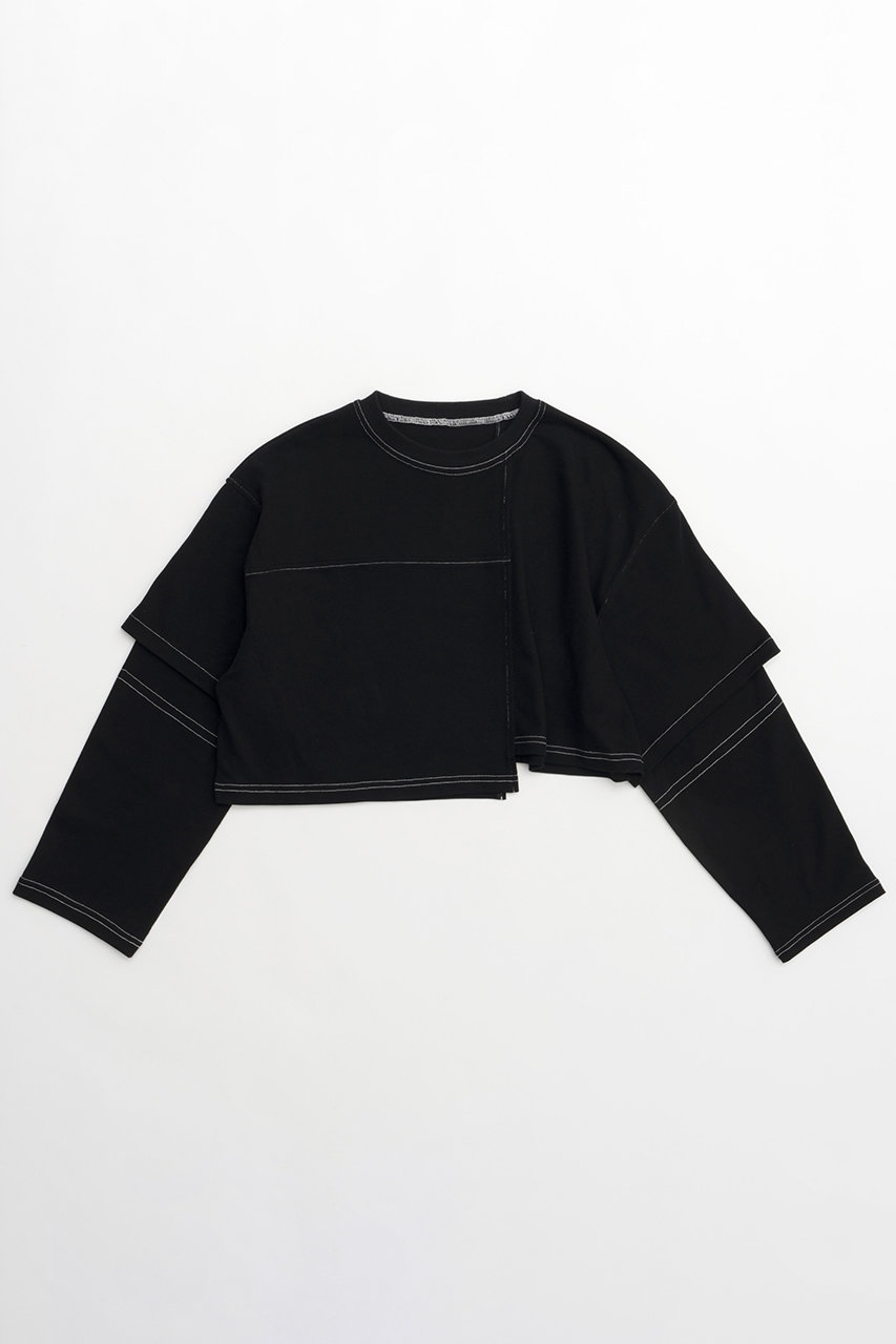 メゾンスペシャル/MAISON SPECIALの【予約販売】Block Stitch Tops/ブロックステッチトップス(BLK(ブラック)/21242415705)