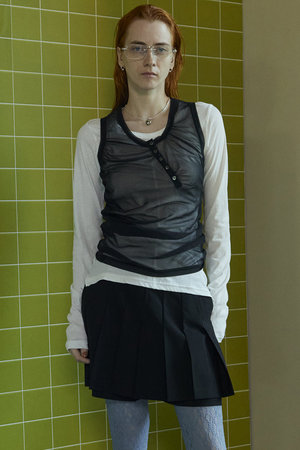 メゾンスペシャル/MAISON SPECIALのHenry Neck Tank Top Layered Tops/ヘンリータンクレイヤードトップス(110100/110103)