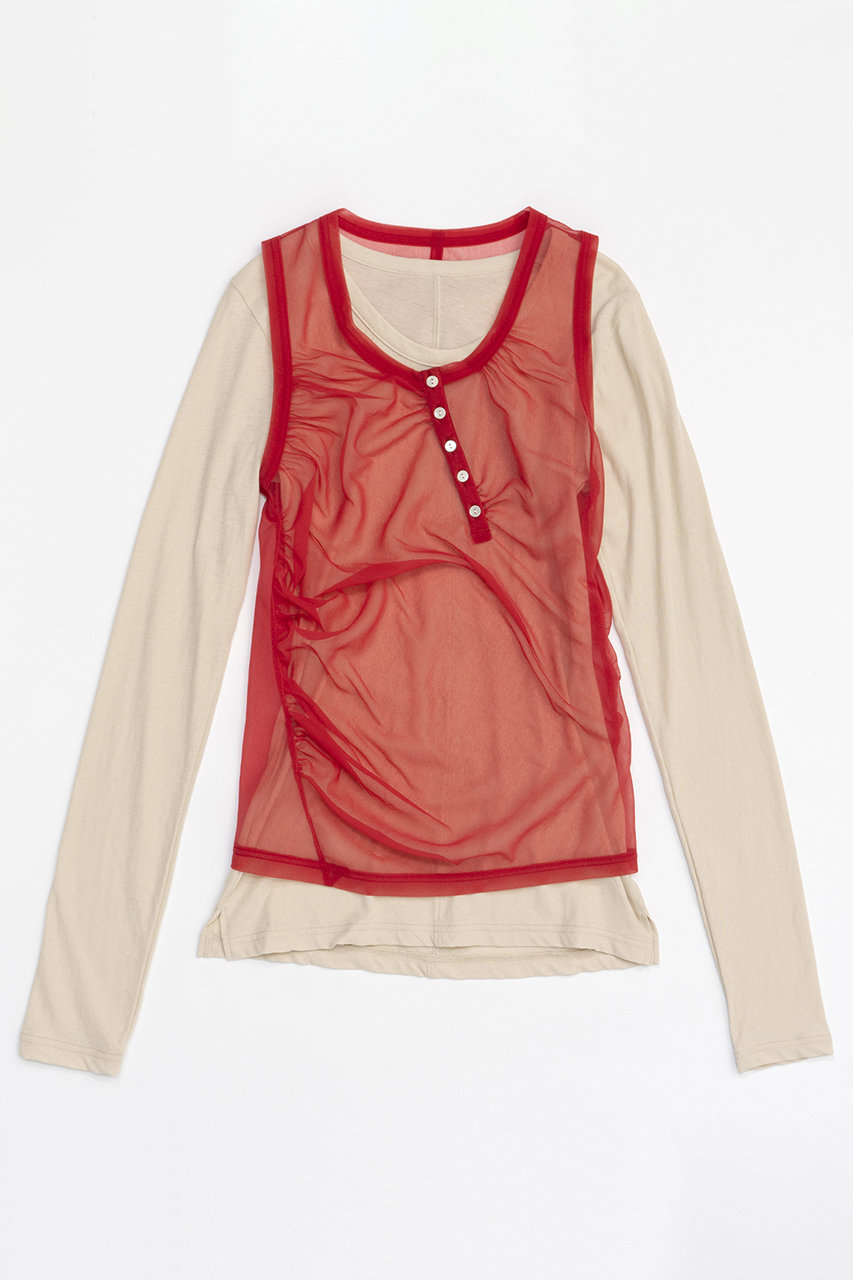 メゾンスペシャル/MAISON SPECIALの【予約販売】Henry Neck Tank Top Layered Tops/ヘンリータンクレイヤードトップス(RED(レッド)/21242415802)