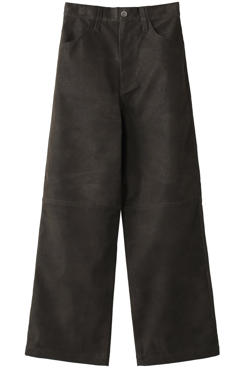 メゾンスペシャル/MAISON SPECIALのVegan Leather Wide Straight Pants/ヴィーガンレザーワイドストレートパンツ(GRY(グレー)/21242465101)