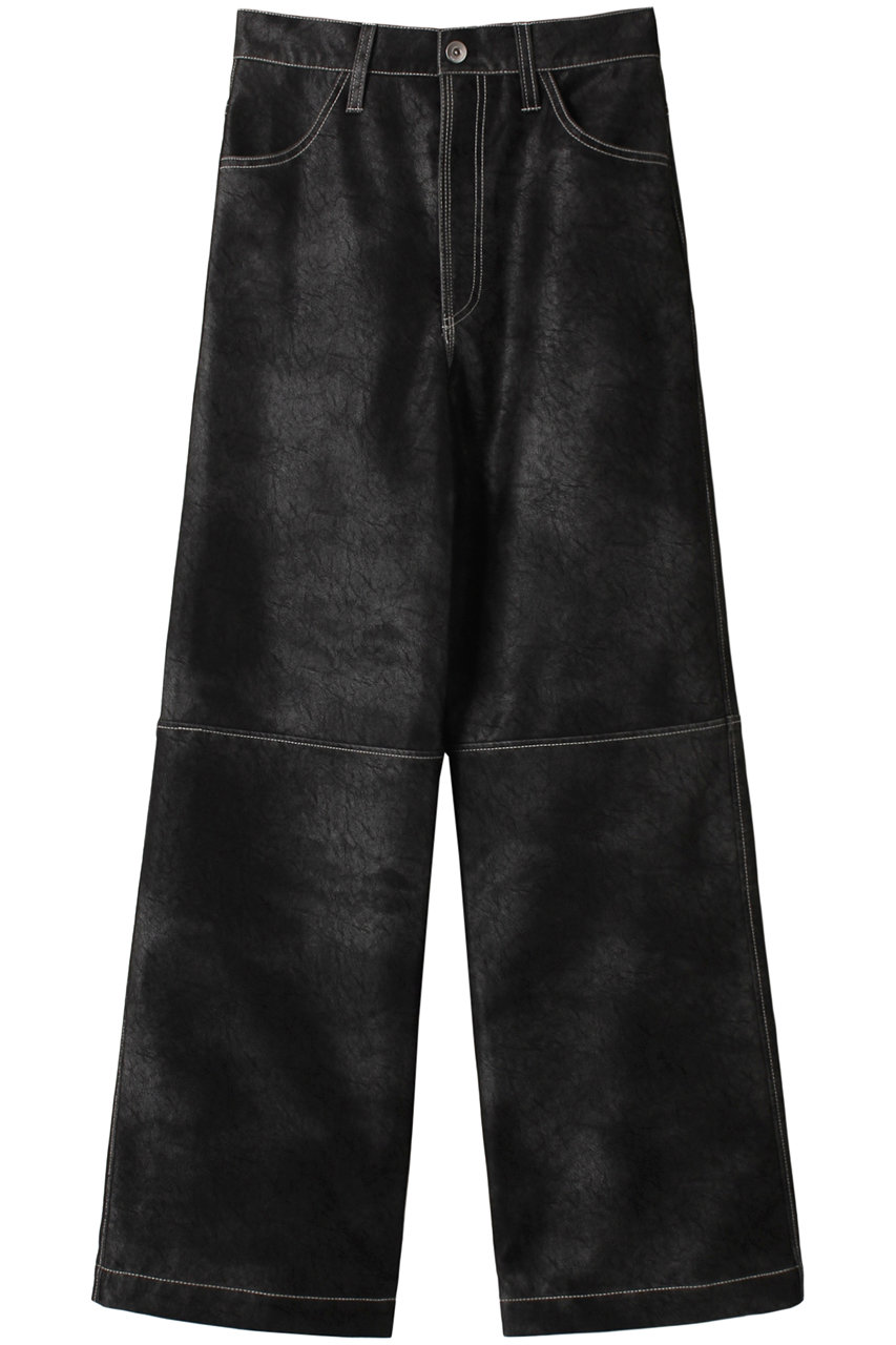 メゾンスペシャル/MAISON SPECIALのVegan Leather Wide Straight Pants/ヴィーガンレザーワイドストレートパンツ(BLK(ブラック)/21242465101)