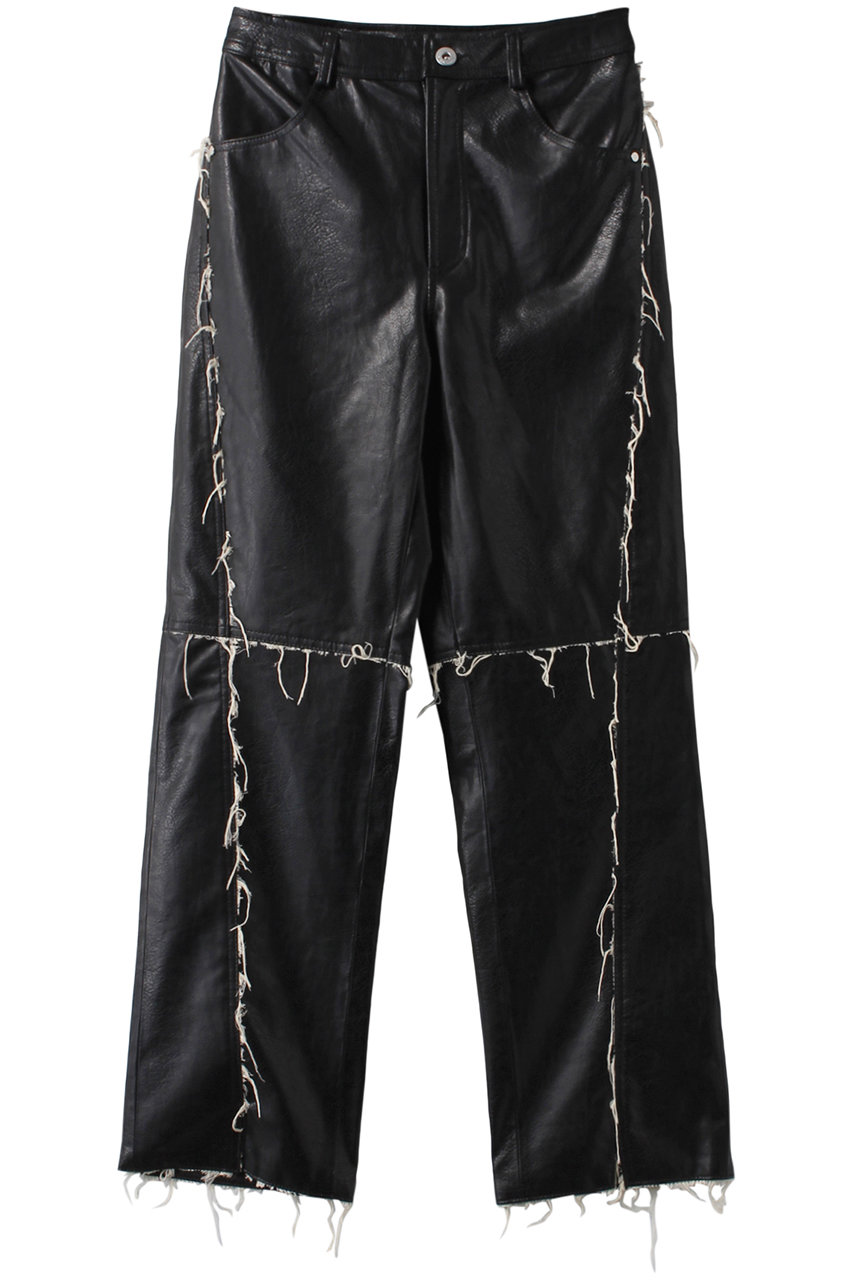 メゾンスペシャル/MAISON SPECIALのVegan Leather Cut Off Pants/ヴィーガンレザーカットオフパンツ(BLK(ブラック)/21242465201)