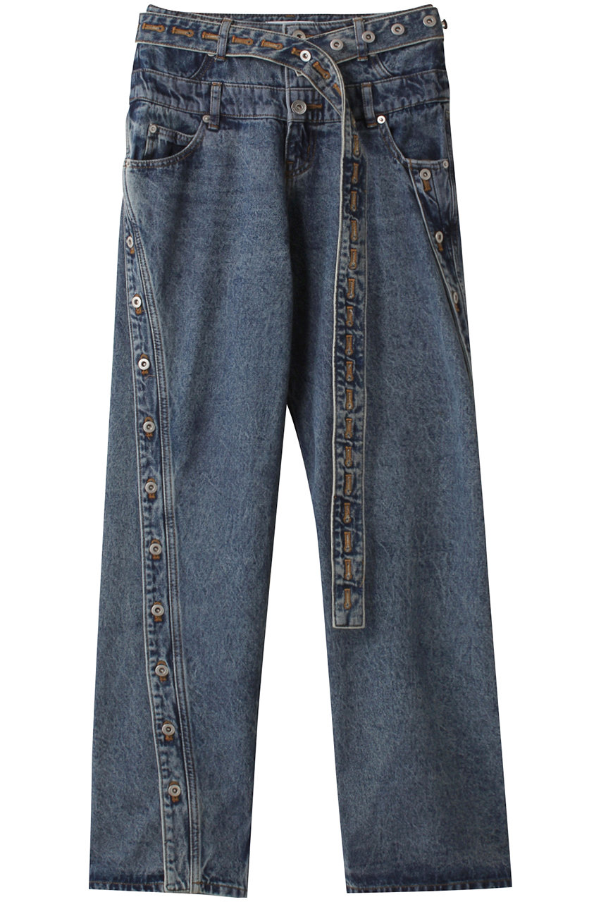 メゾンスペシャル/MAISON SPECIALのDouble Waist Twisted Denim/ダブルウエストツイストデニム(BLU(ブルー)/21242465304)