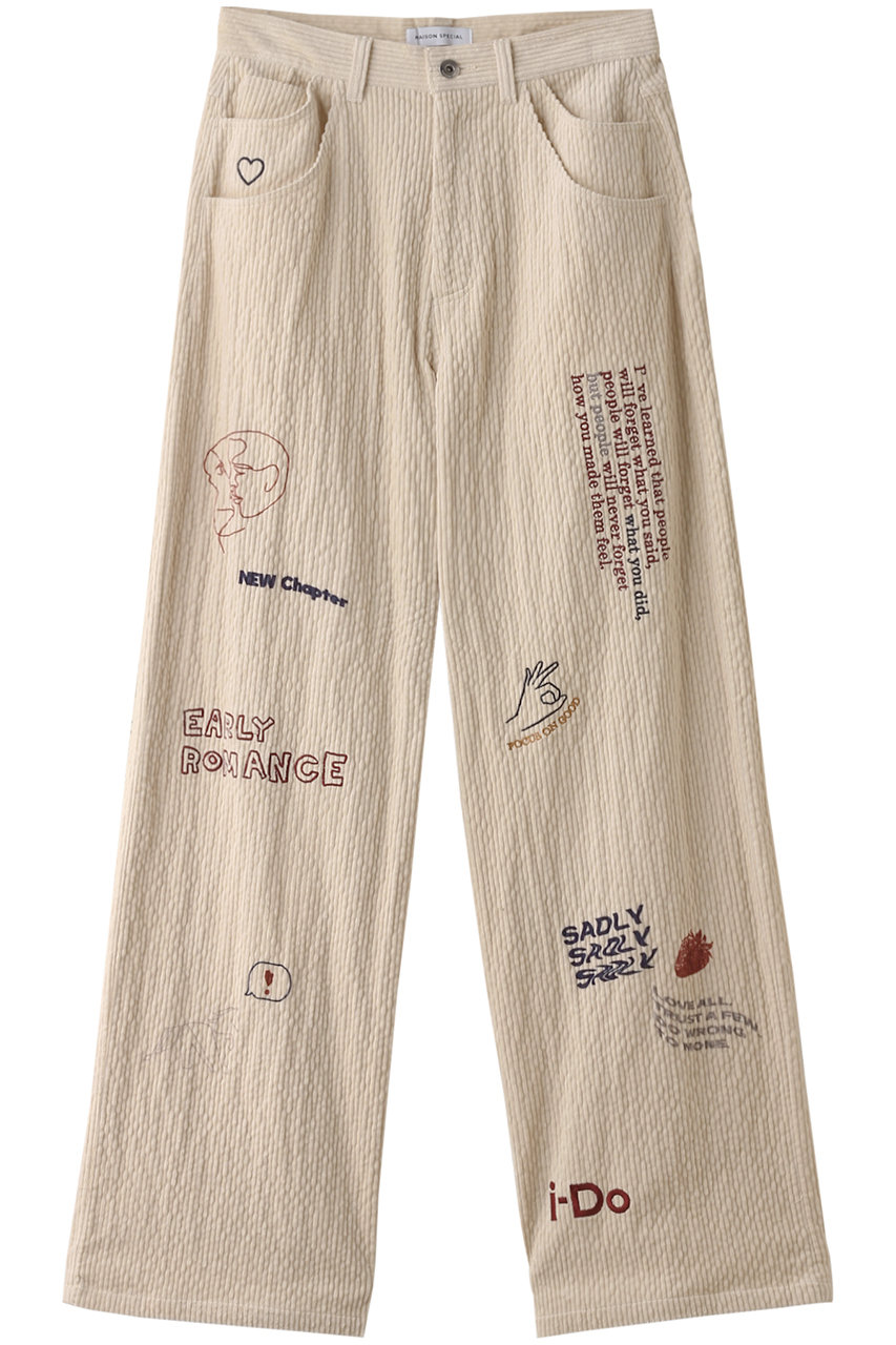 MAISON SPECIAL Corduroy Early Romance Graphic Pants/コーデュロイアーリーロマンスグラフィックパンツ (IVR(アイボリー), 36) メゾンスペシャル ELLE SHOP MAISON SPECIAL Corduroy Early Romance Graphic Pants/コーデュロイアーリーロマンスグラフィックパンツ (IVR(アイボリー), 36) メゾンスペシャル ELLE SHOP