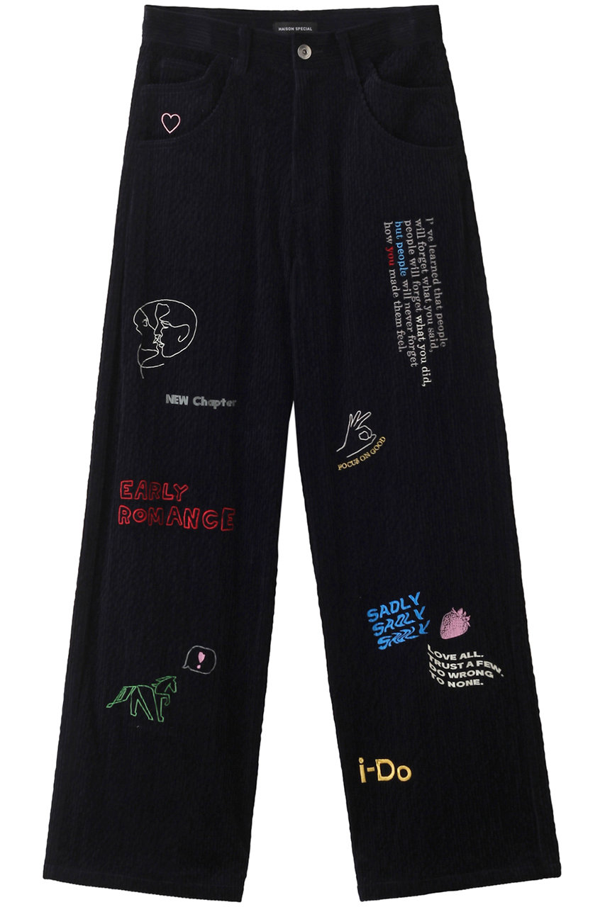 MAISON SPECIAL Corduroy Early Romance Graphic Pants/コーデュロイアーリーロマンスグラフィックパンツ (NVY(ネイビー), 38) メゾンスペシャル ELLE SHOP MAISON SPECIAL Corduroy Early Romance Graphic Pants/コーデュロイアーリーロマンスグラフィックパンツ (NVY(ネイビー), 38) メゾンスペシャル ELLE SHOP