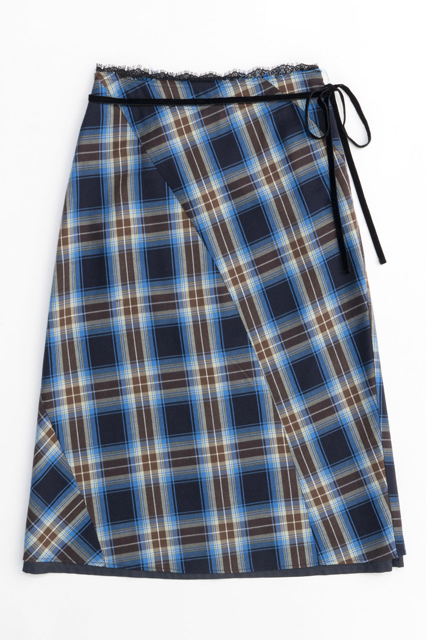 メゾンスペシャル/MAISON SPECIALのCheckered Bias Seam Midi Skirt/チェックバイアスシームミモレスカート(BLU(ブルー)/21242515203)